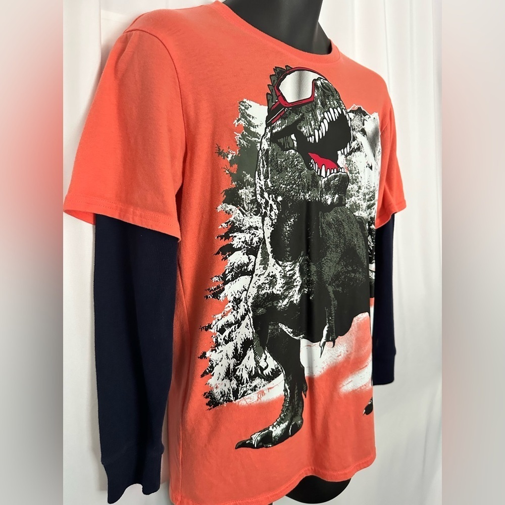 The Children’s Place Boys Dinosaur Graphic T-Shirt|Orange Long Sleeve Tee(1183) - Picture 6 of 11